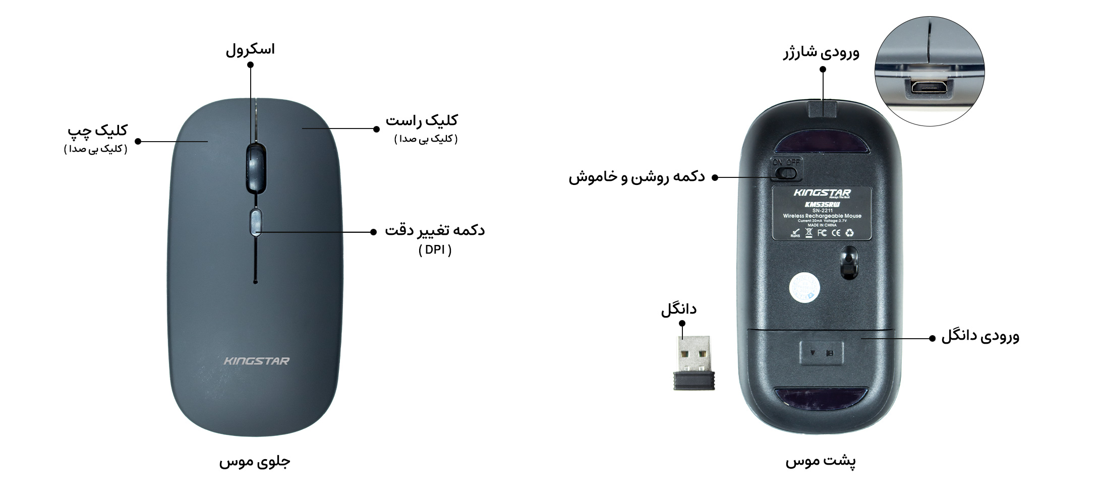 ماوس بی‌سیم کینگ استار مدل KM535RW